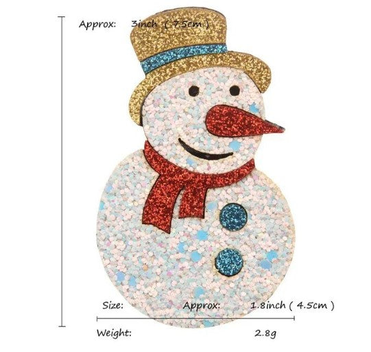 "Christmas" - Hairclips - Sparkly Santa/Snowman/Reindeer