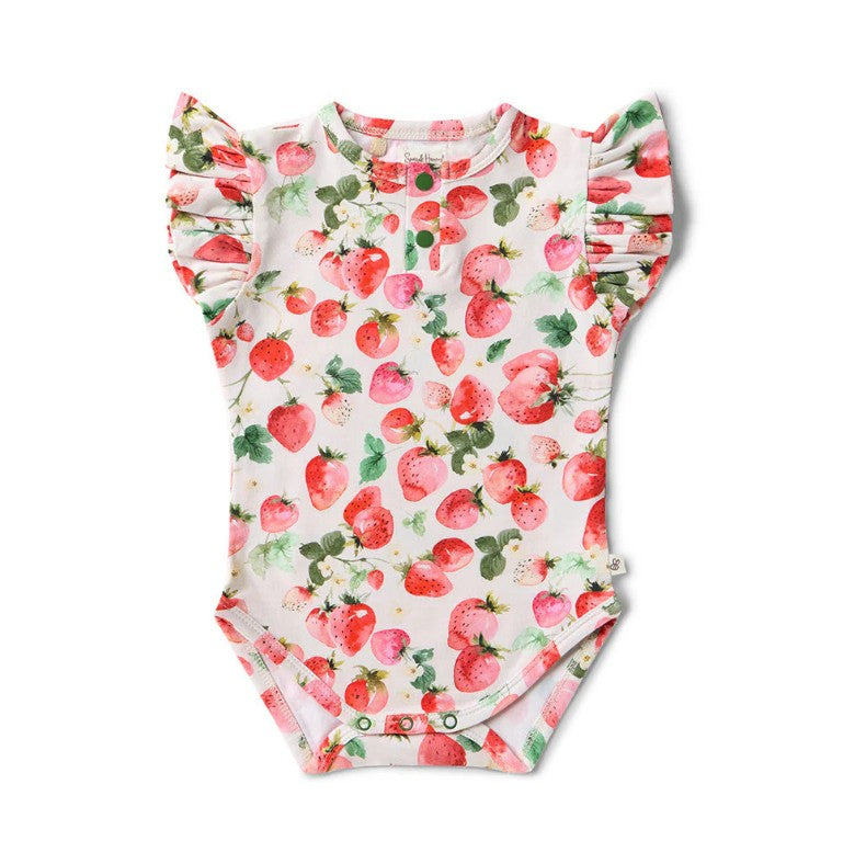 "Snuggle Hunny" - Short Sleeve Bodysuit - Strawberry