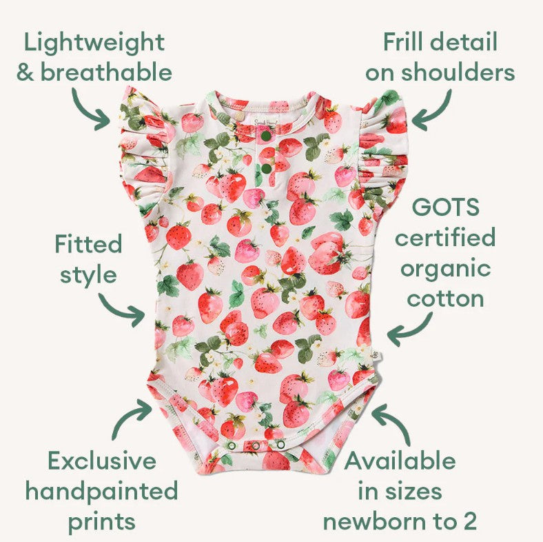 "Snuggle Hunny" - Short Sleeve Bodysuit - Strawberry
