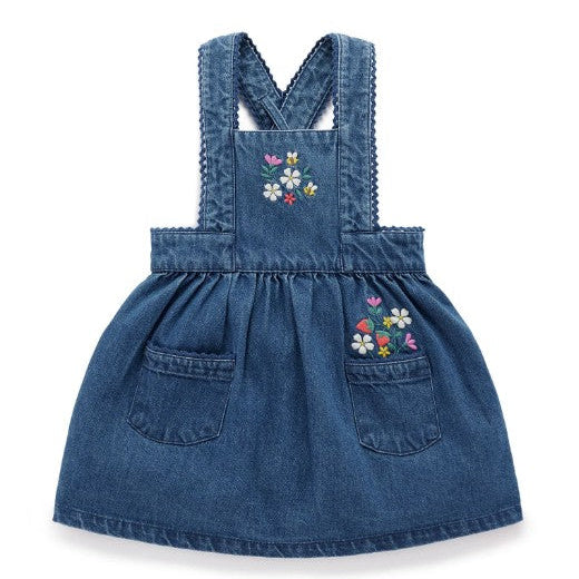 "Purebaby" - Strawberry Embroidered Pinnie