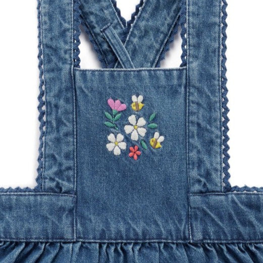 "Purebaby" - Strawberry Embroidered Pinnie