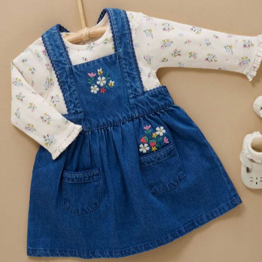 "Purebaby" - Strawberry Embroidered Pinnie