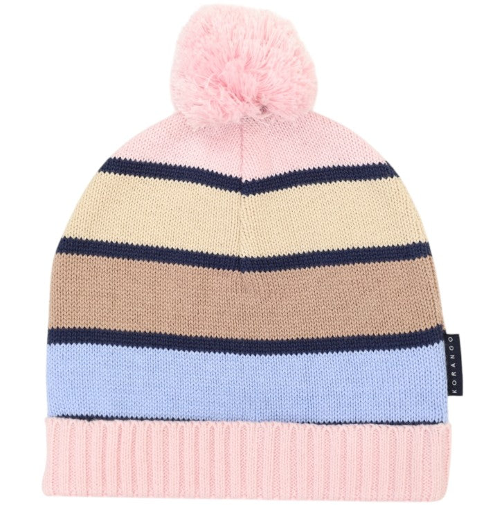 "Korango" - Striped Beanie - Blue