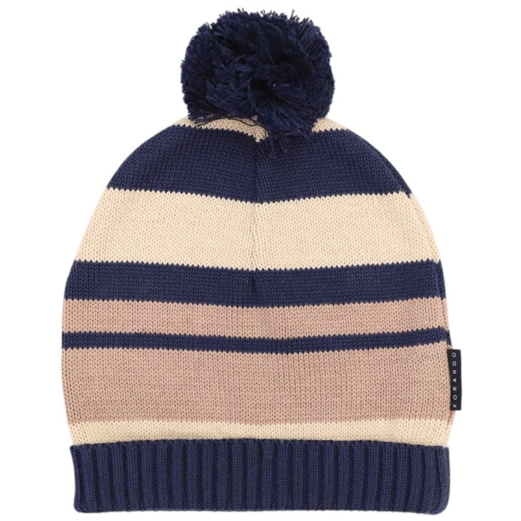 "Korango" - Striped Beanie - Navy