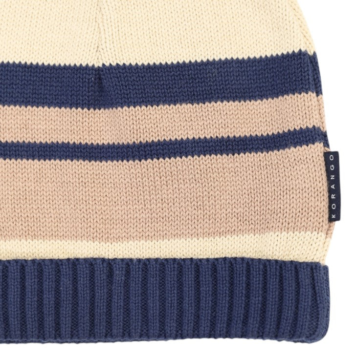 "Korango" - Striped Beanie - Navy