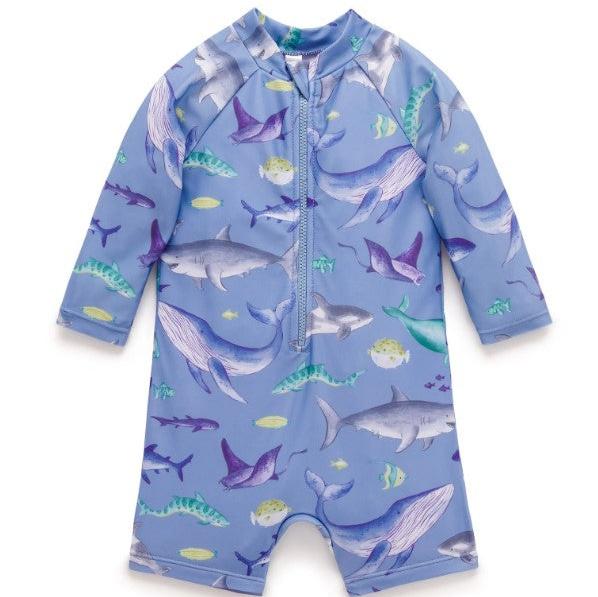 "Purebaby" - Swim Sunsuit - Shark Print