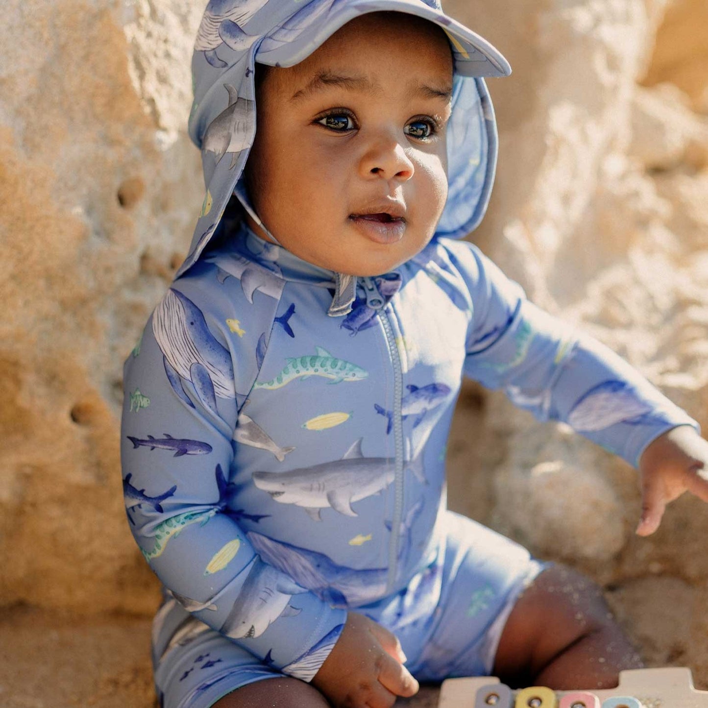 "Purebaby" - Swim Sunsuit - Shark Print