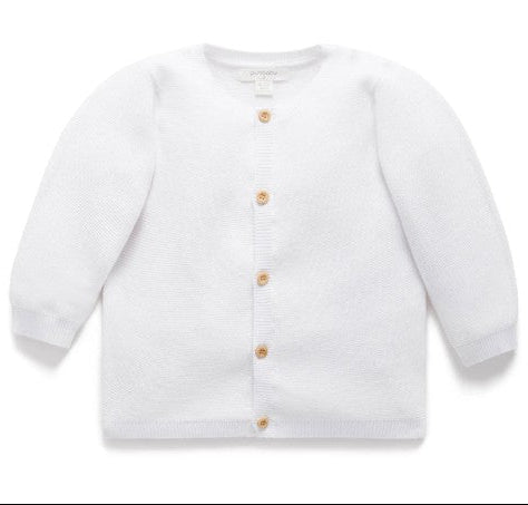 "Purebaby" - Premie Textured Cardigan - White