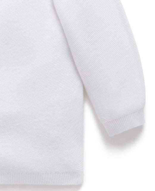 "Purebaby" - Premie Textured Cardigan - White