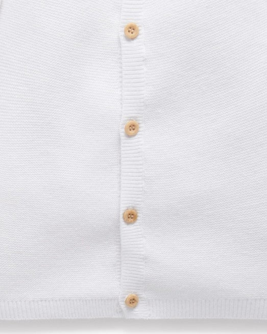 "Purebaby" - Premie Textured Cardigan - White