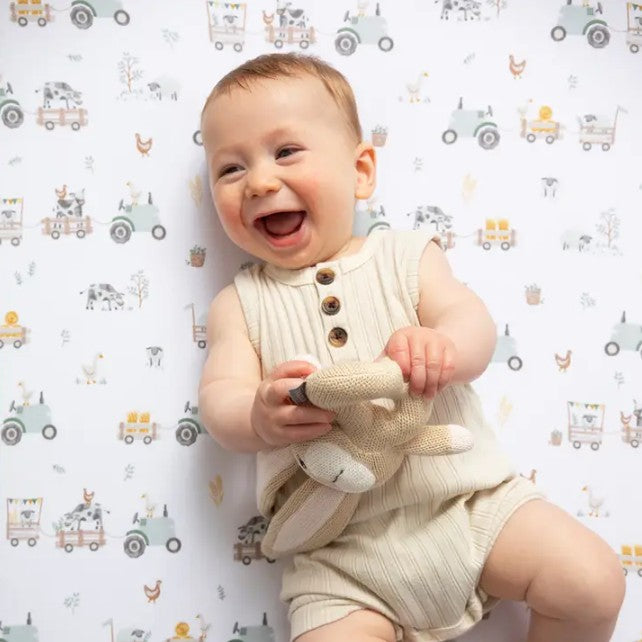 "The Living Textiles Company" - Fitted Cot Sheets (2 Pack) - Tractor Ride