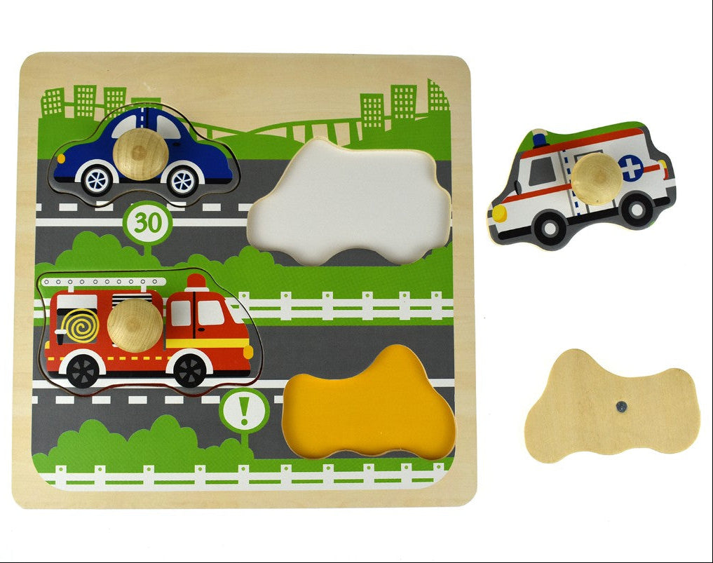 "Kaper Kidz" - Large Peg Puzzle - Traffic