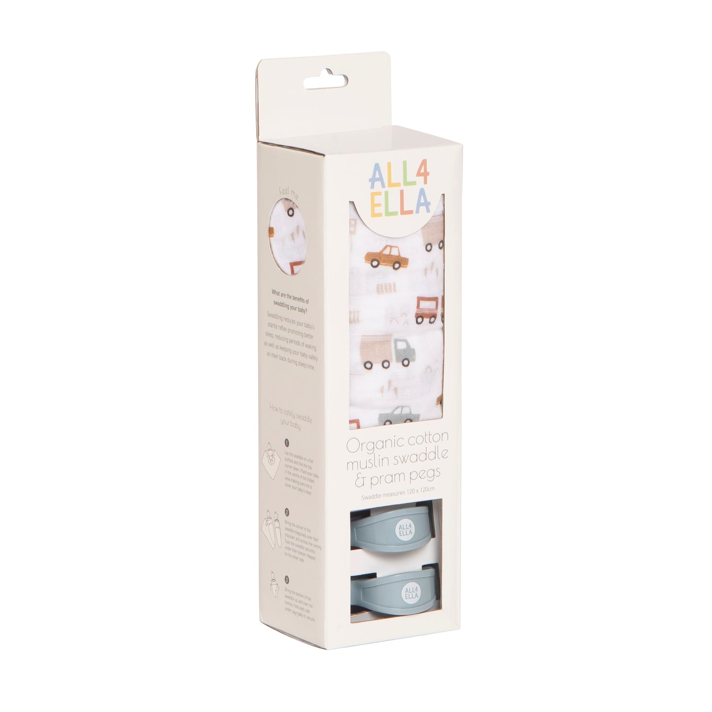 "All4Ella" - Muslin Wrap & 2 Pram Peg Set
