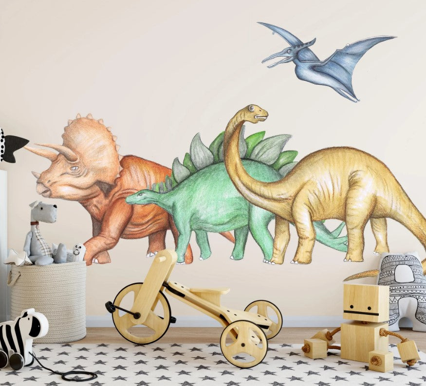 "Polka Prints" - Dinosaurs Wall Decal