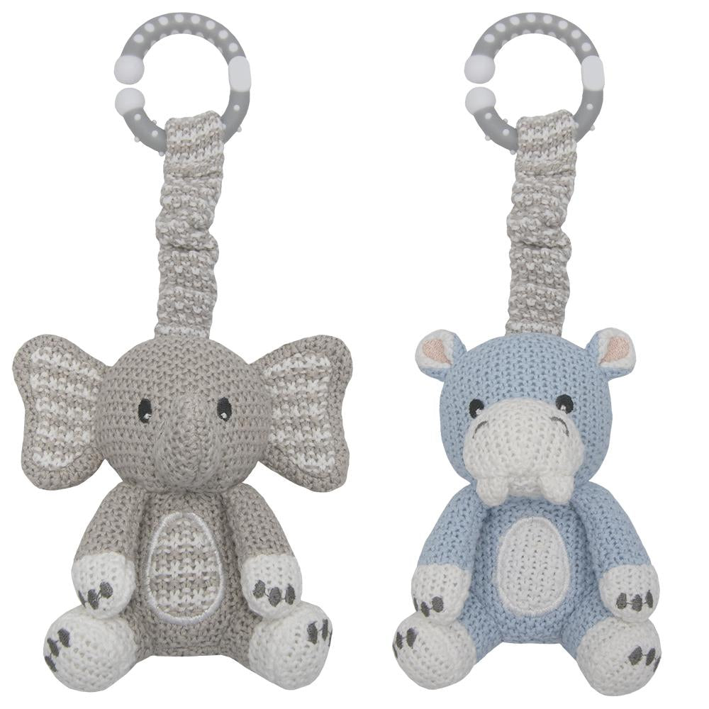 "The Living Textiles Company" - Stroller Toys - Elephant & Hippo