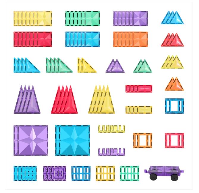 "MNTL - Magnetic Tiles" - Little Engineers Set - 108 Pieces - Classic
