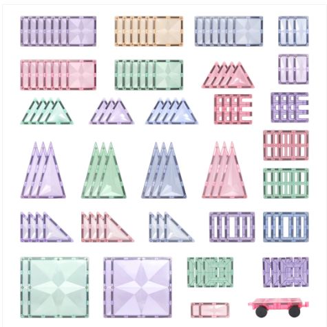 "MNTL - Magnetic Tiles" - Little Engineers Set - 108 Pieces - Pastels