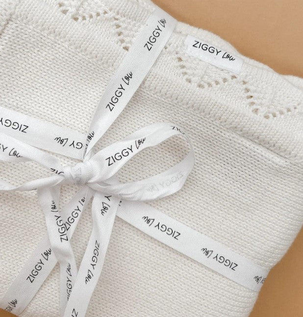 "Ziggy Lou" - Heirloom Knit Blanket - Milk