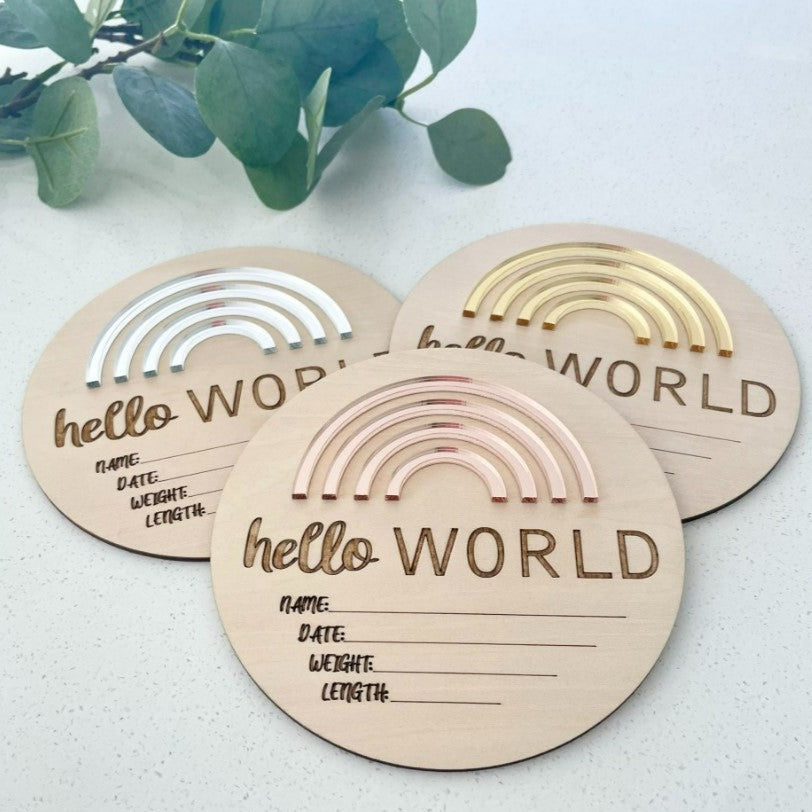 "Timber Tinkers" - Metallic Rainbow Birth Announcement Discs