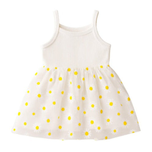 "Confetti Kidz" - Ribbed Tulle Dress - Summer Daisies