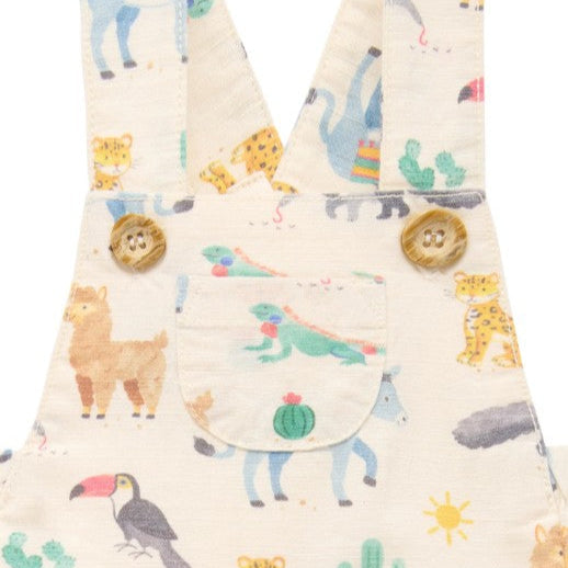 "Purebaby" - Animal Fiesta Short Overalls