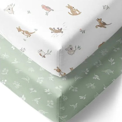 "The Living Textiles Company" - Fitted Cot Sheets (2 Pack) - Australiana