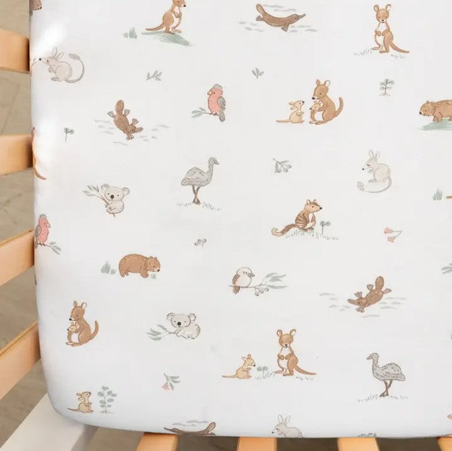 "The Living Textiles Company" - Fitted Cot Sheets (2 Pack) - Australiana
