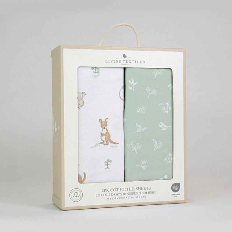 "The Living Textiles Company" - Fitted Cot Sheets (2 Pack) - Australiana