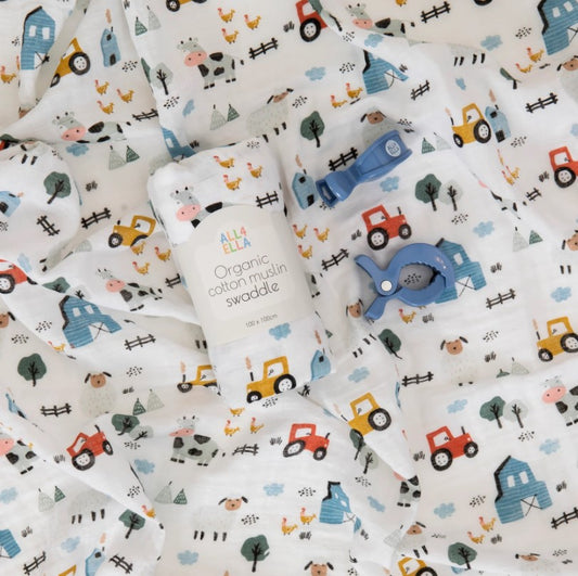 "All4Ella" - Muslin Wrap & 2 Pram Peg Set