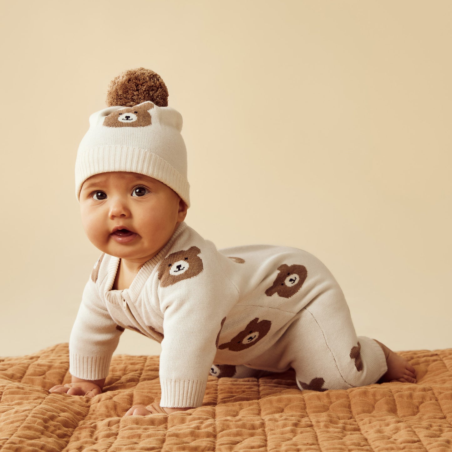 "Wilson & Frenchy" - Beary Cute - Knitted Jacquard Growsuit