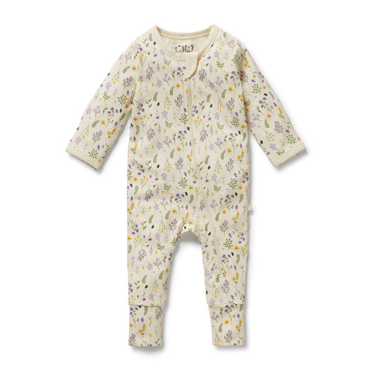 "Wilson & Frenchy" - Bella Floral Organic Zipsuit w/feet