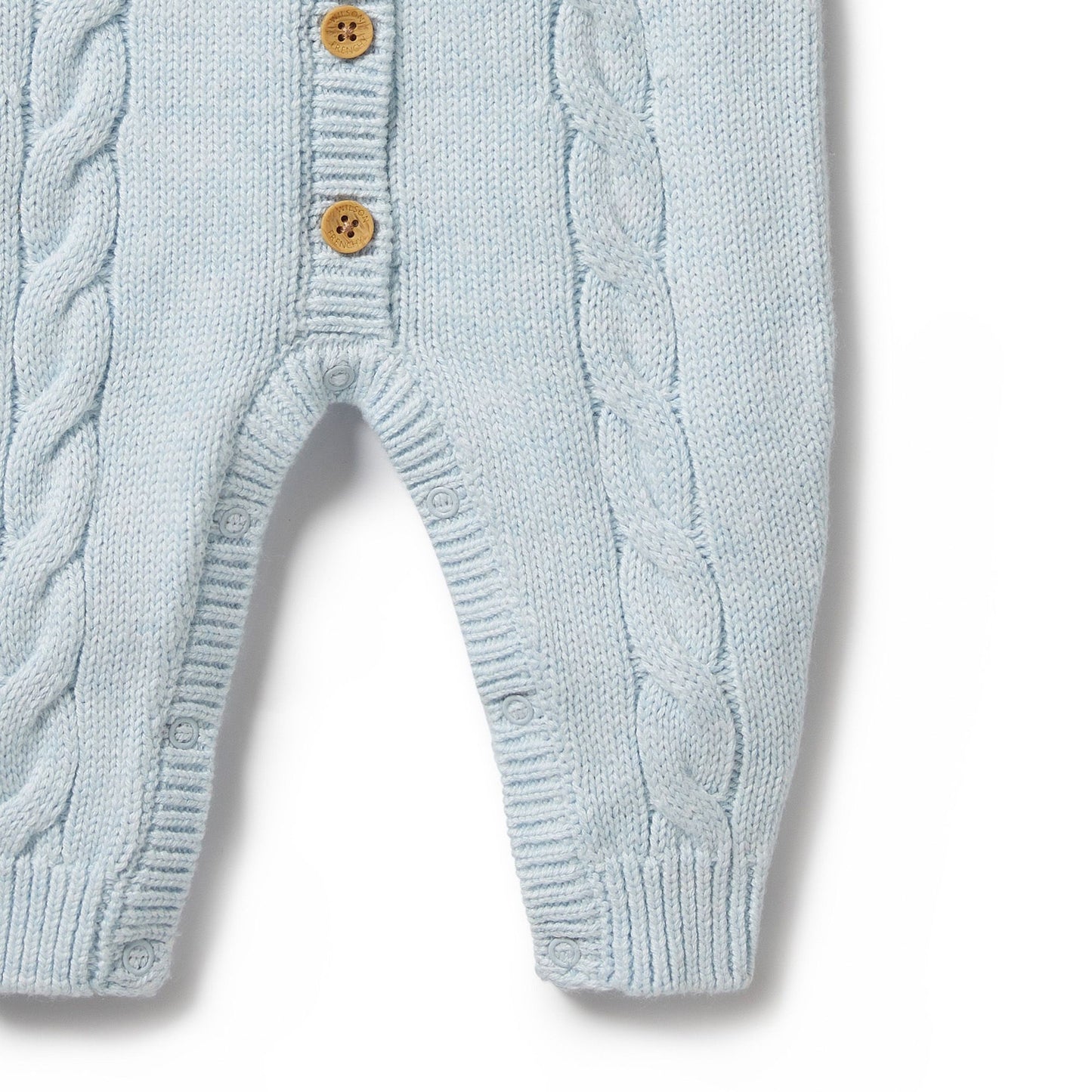 "Wilson & Frenchy" - Knitted Cable Growsuit - Bluebell Fleck