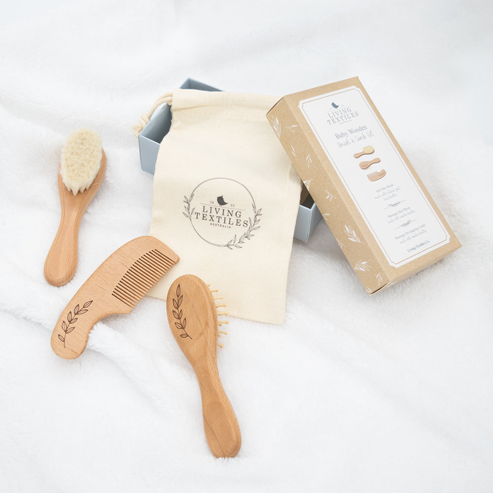 "The Living Textiles Company" - Wooden Brush Set - 3 Pieces