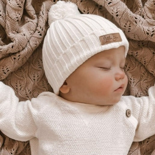 "Little B's Nursery" - Ribbed Beanie - Milk