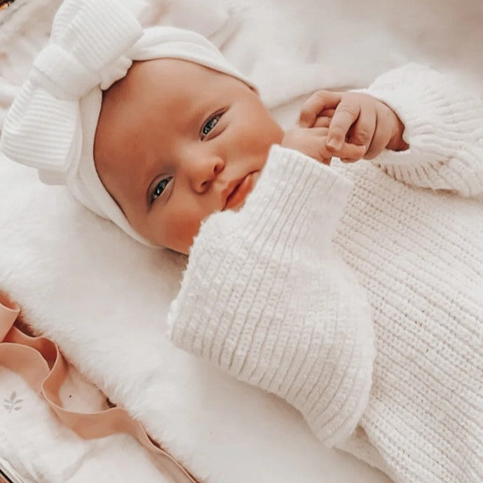 "Blossom & Pear" - Chunky Knit Romper - Cloud
