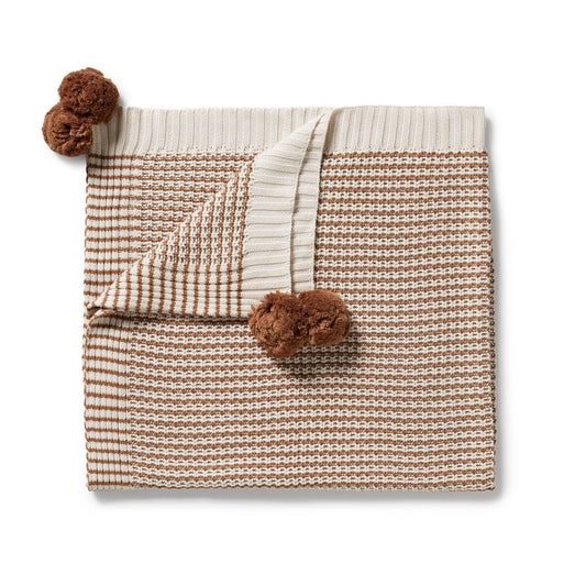 "Wilson & Frenchy" - Organic Knit Blanket - Cinnamon Stripe
