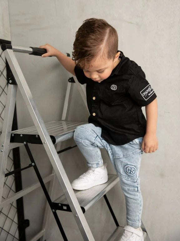 "Cracked Soda" - Cooper Detailed Shirt - Black