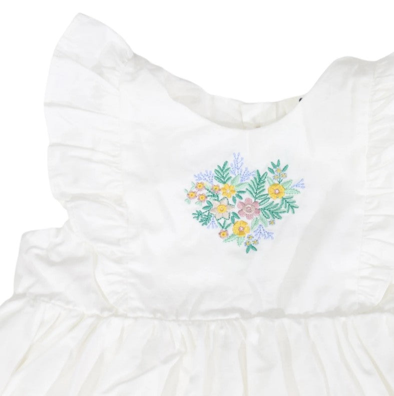 "Korango" - Cotton lawn Frill Dress - White
