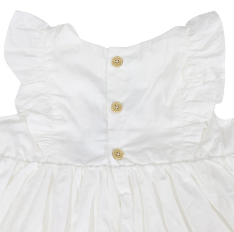 "Korango" - Cotton lawn Frill Dress - White