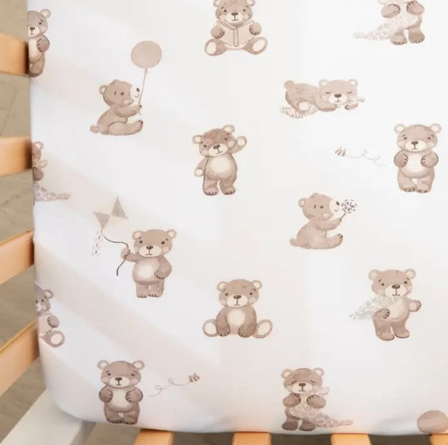 "The Living Textiles Company" - Fitted Cot Sheets (2 Pack) - Cuddly Bear