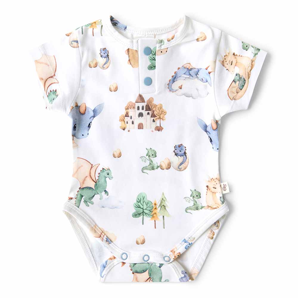 "Snuggle Hunny" - Short Sleeve Bodysuit - Dragon