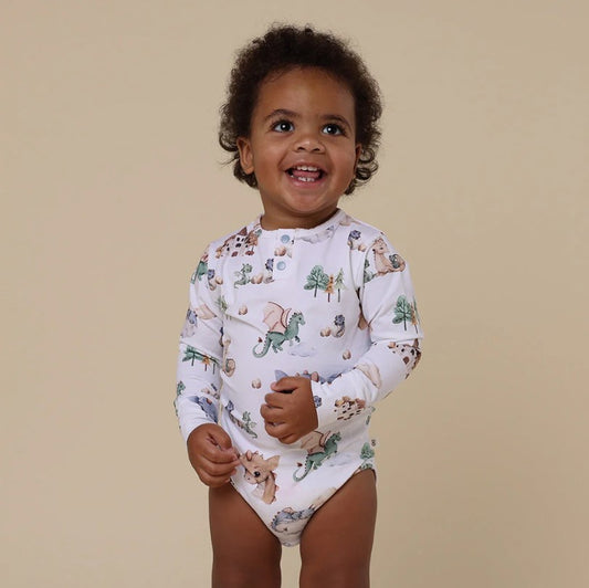 "Snuggle Hunny" - Long Sleeve Bodysuit - Dragon