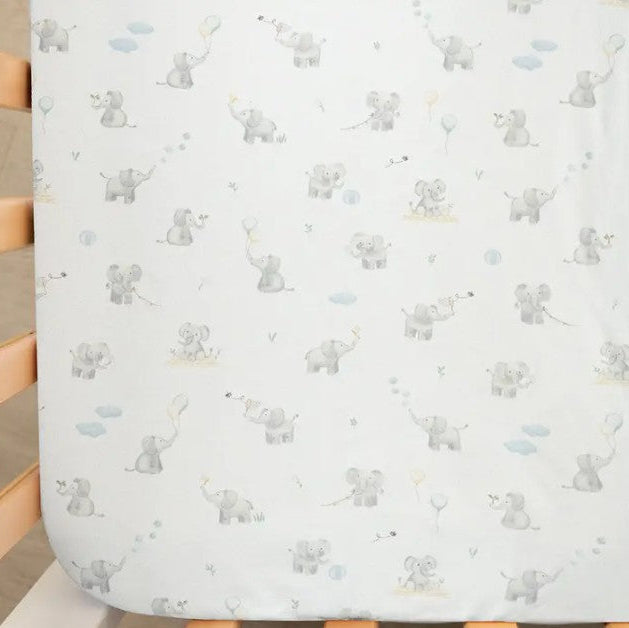 "The Living Textiles Company" - Fitted Cot Sheets (2 Pack) - Elephant Playtime