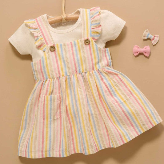 "Purebaby" - Fiesta Stripe Linen Blend Pinnie