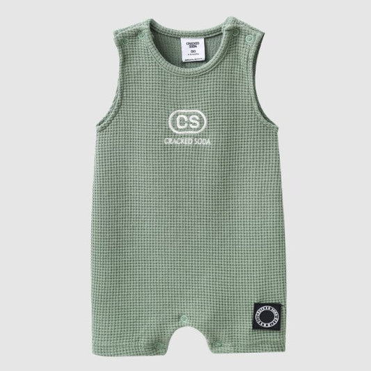 "Cracked Soda" - Flint Textured Romper - Olive