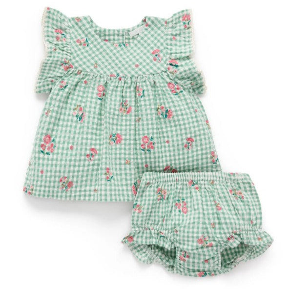 "Purebaby" - Frida Gingham Bloomer Set