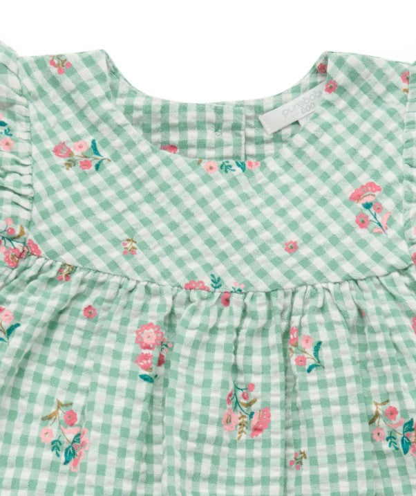 "Purebaby" - Frida Gingham Bloomer Set