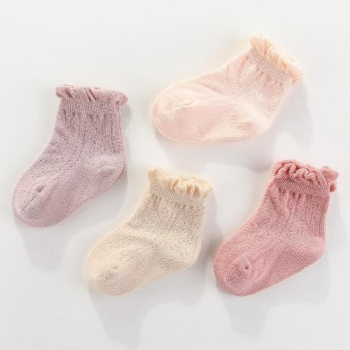 "Ma Mer" - Frilly Crew Socks - Pink