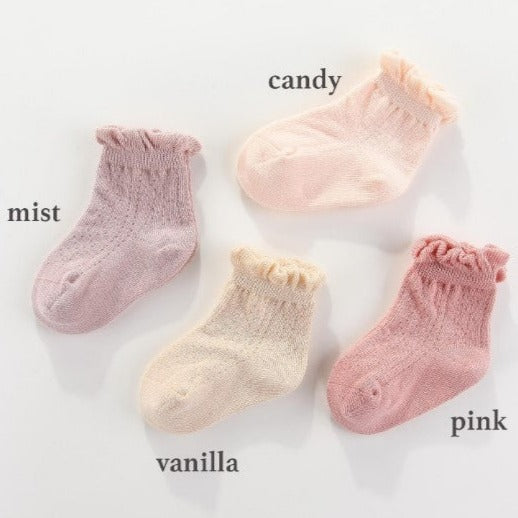 "Ma Mer" - Frilly Crew Socks - Candy