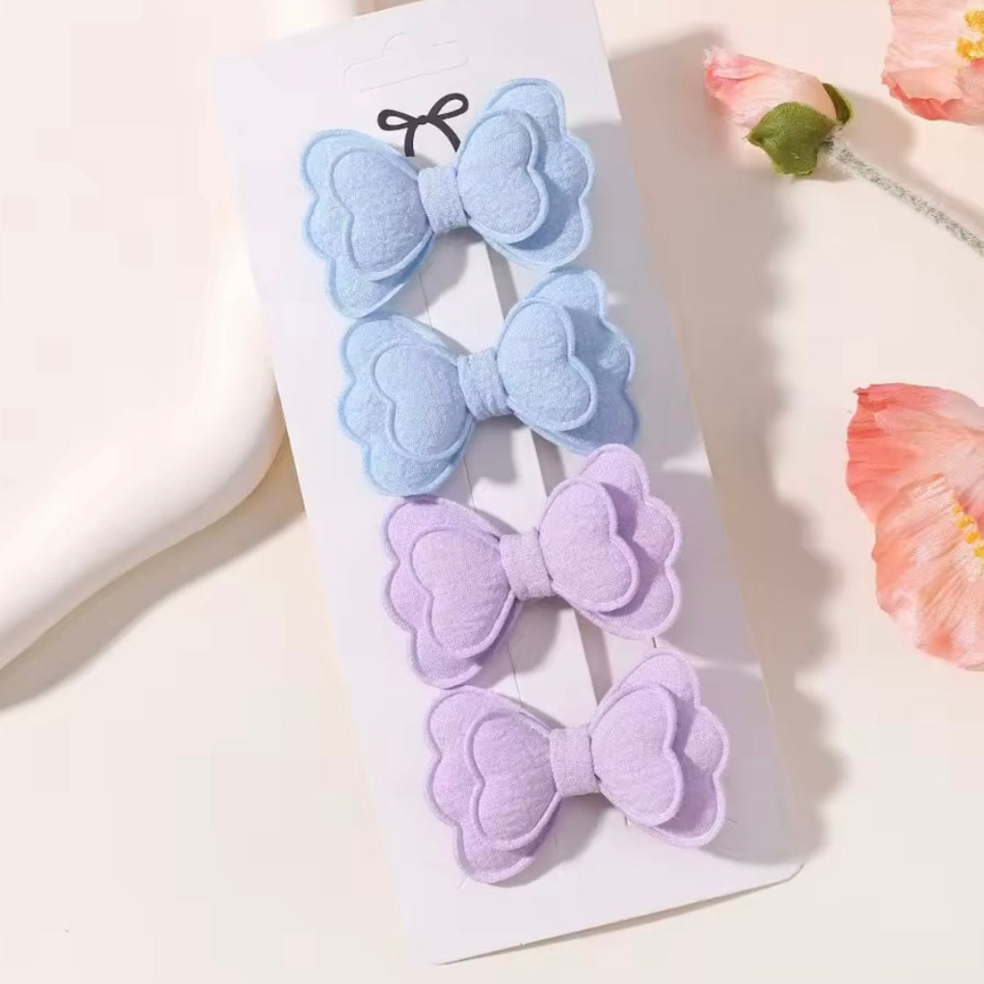 "Little Loves Boutique" - Double Layered Bow Hairclips - 4 per set